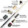 thumbnail image 2 of Deer BAO cues Pool cue Stick + Hard Case, 13mm Tip, 58", Hardwood Canadian Maple Professional Billiard Pool Cue Stick 19,20,21Oz Various colors available, 2 of 7