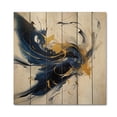 thumbnail image 3 of Designart "Strokes in Dark Blue and Gold VII" Fractals Print on Natural Pine Wood, 3 of 5