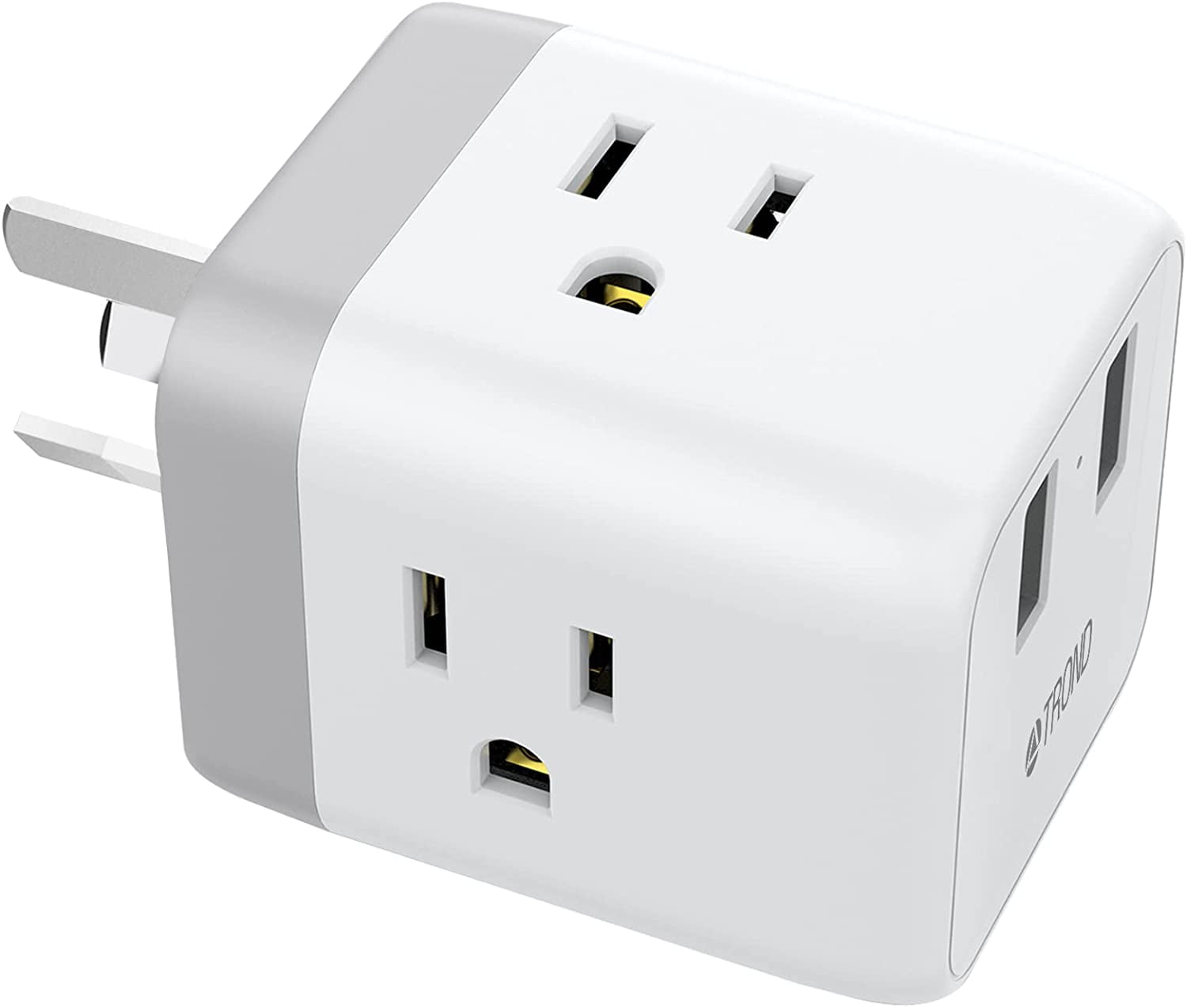 TROND Travel Plug Adapter with 2 USB, 3 American Outlets for US to