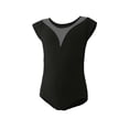 thumbnail image 4 of Xdegoge Little Girls Short Sleeve Dance Leotards Mesh V Neckline Gymnastics Bodysuit Comfy Soft Ballet Activewear Stretchy Practice Performance Outfit Casual Playwear Tops, 4 of 6