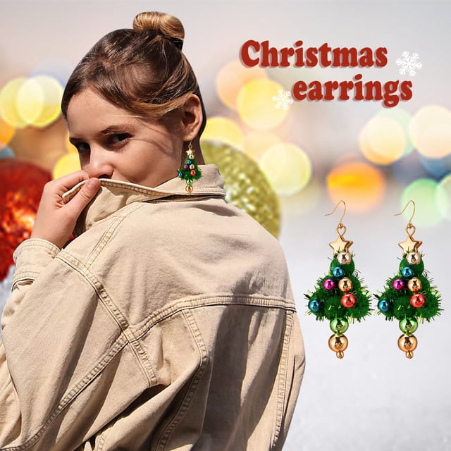 Fiudx Pendientes de Moda para Mujer, Aretes Navideños, Lindas Joyas Festivas, para Envolver Las Orejas.