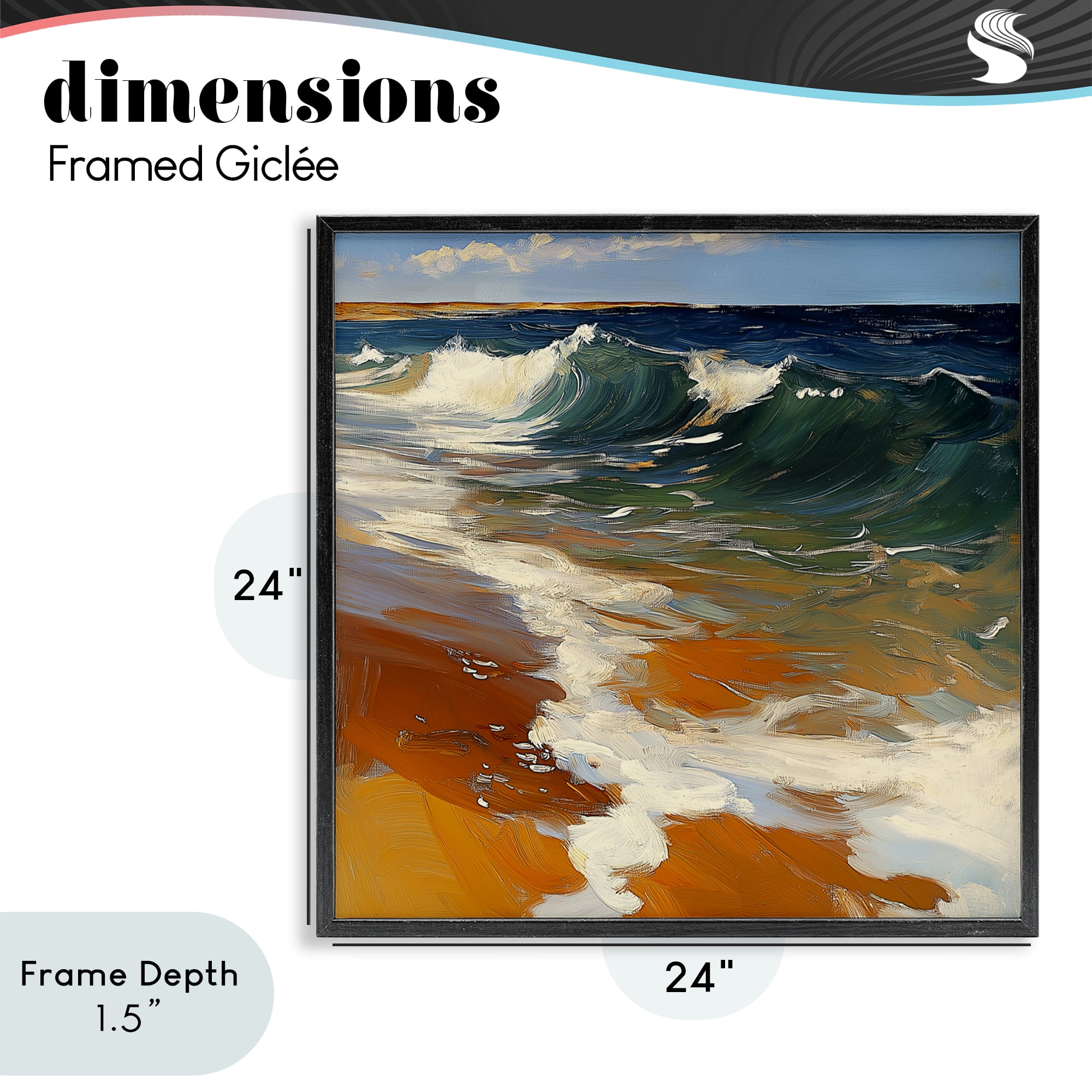 Stupell Industries Glassy Ocean Waves Break Black Framed Giclee Art, design by Walker Noble