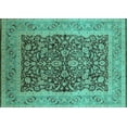 thumbnail image 1 of Ahgly Company Machine Washable Indoor Rectangle Oriental Turquoise Blue Industrial Area Rugs, 5' x 7', 1 of 4