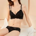 thumbnail image 3 of Gibobby Conjunto de lencería de encaje Conjunto de lencería sexy de encaje suave para mujer, ropa interior transparente con aros de encaje floral(Negro, 80B), 3 of 5