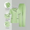 thumbnail image 2 of Busydd Women Scrubs Trendy Colorblock Two Piece Scrub Set V Neck Short Sleeve Top and Stretch Pants Scrubs for Women Set with Pockets, 2 of 9