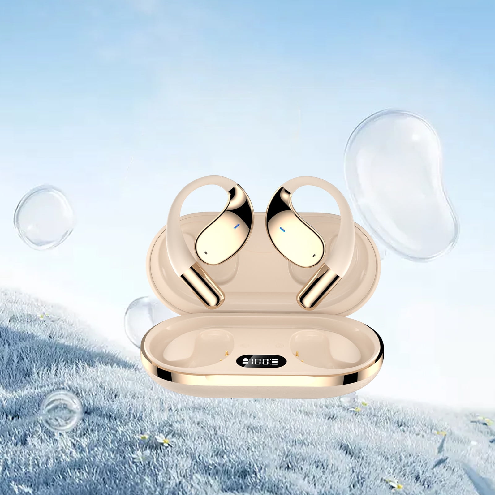 Bluetooth Earbuds Headset – Hanging Ear True Wireless Double Microphone Noise Reduction Surround Sound 5.4 Bluetooth Openear Earphones Intelligent Translation Earphones Meeting Minutes