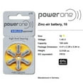 PowerOne Size 10 Zinc Air Hearing Aid Batteries, Pack of 60, Yellow