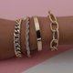 thumbnail image 2 of Conjunto de delicadas pulseras de cadena boho doradas y plateadas para mujer, ajustables, de moda, con cuentas, gruesas, planas, de estilo punk, joyería para mujeres y niñas, regalo., 2 of 5