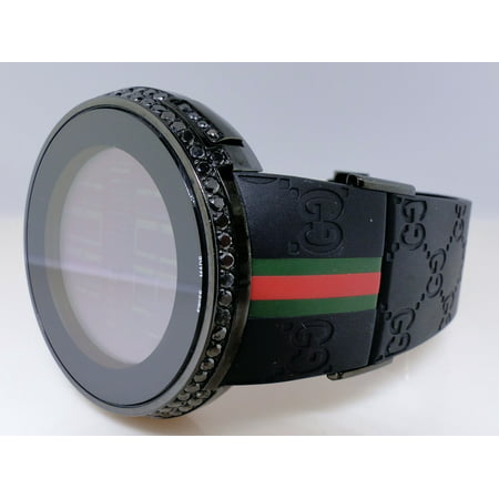 Gucci Mens Custom 2 Row Black Diamond Watch 3.0 Ct