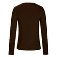 thumbnail image 5 of Idoravan Womens T Shirts Long Sleeve Crew Neck Basic Tee Women's Fall Fashion Long Sleeve Stretch Slim Fitted Ribbed T-Shirt Blouse Solid Basic Tops Coffee L, 5 of 5
