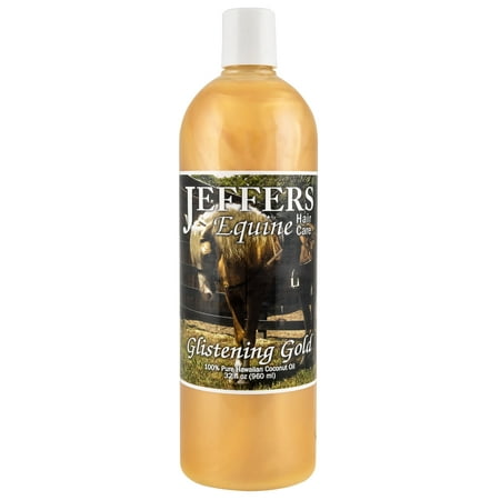 Jeffers Equine Glistening Gold Horse Shampoo, 32 oz –All Natural Tearless Shampoo for Horses, Moisturizing with Vitamin E & Coconut Oil, Best for Shiny Coat & Sensitive Skin, Detergent Free