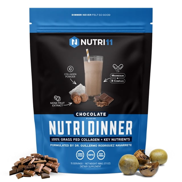 Suplemento nocturno NutriDinner con colágeno y chocolate de animales alimentados con pasto