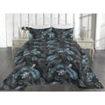 thumbnail image 2 of Ambesonne Tropical Quilted Bedspread Set 3 Pcs, Black Palm Leaves Plot, Twin, Deep Sky Blue Dark Grey, 2 of 4