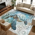 thumbnail image 2 of 5x8 Area Rugs, Sea Turtle Coastal Non-Skid Rubber Backing Large Rectangle Rugs - Living Room Bedroom Home Office, Summer Beach Teal Coral Starfish Indoor Floor Mat Carpets Washable Rug, 2 of 9