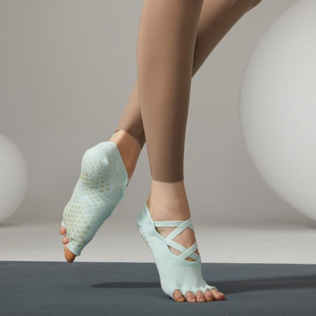 LNGOOR Open Toed Yoga Socks Quality Non-slip Cotton Five-toe Socks Backless Solid Color Pilates Socks Women