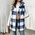 thumbnail image 3 of NSLGXD Womens Plaid Fleece Hooded Vest Button Down Sleeveless Sherpa Lined Checkered Waistcoat Winter Fall Outdoor Warm Casual Jackets with Pockets S-2XL, 3 of 9