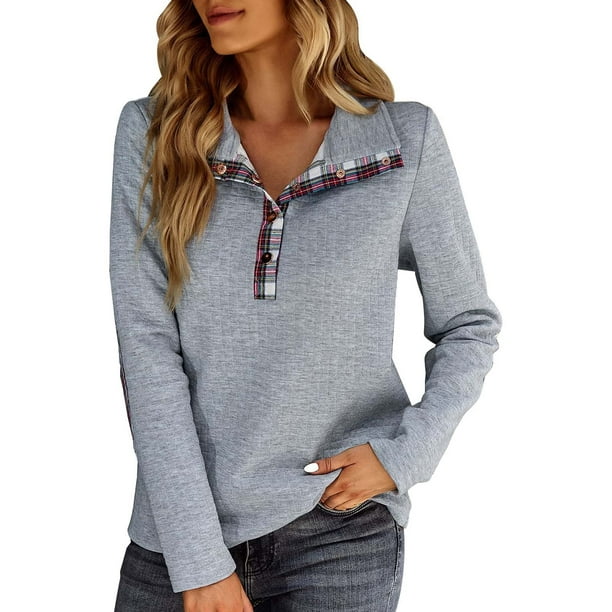 Gibobby Sudadera oversize mujer Sudaderas de Halloween para mujer camisetas de otoño y día festivo con cuello redondo(Gris,CH)