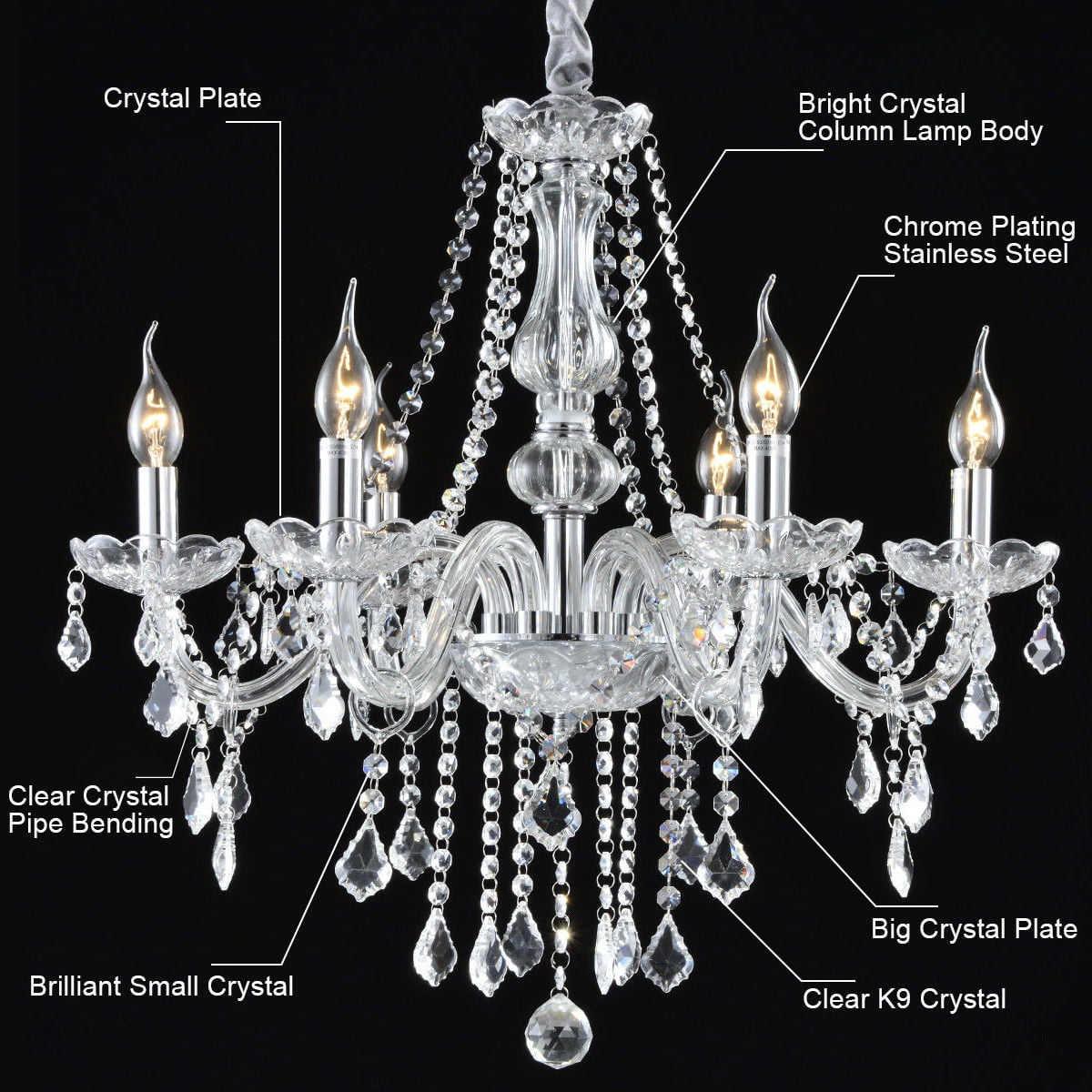 Modern K9 Crystal Chandelier Ceiling Light Lamp Lighting Home Room Fixture Decor 