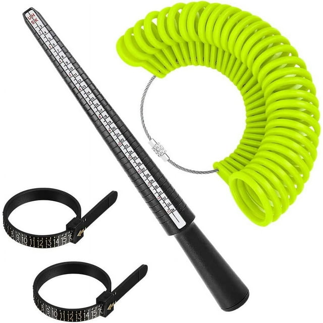 LAICAIW Ring Size Measuring Tool, Ring Mandrel & Ring Sizer Guage with 2 Pcs Finger Sizing, Four Size Ring Stick Plastic Jewelry Mandrel and Ring Gauge Finger Sizer for Women Men Rings