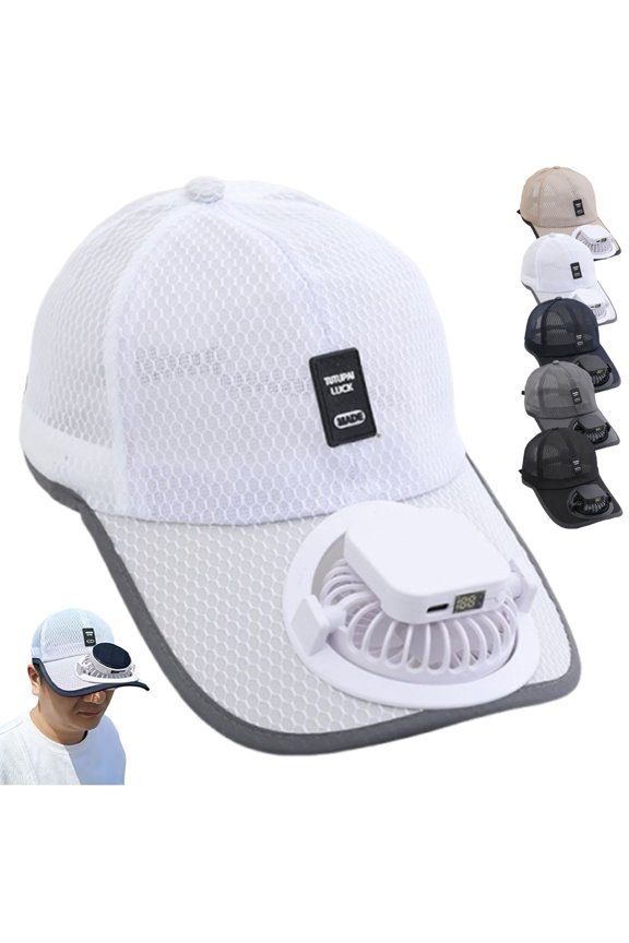 Solar Rechargeable Peaked Cap, Hat with Fans Solar Power Built in for Men Women, Breathable Lightweight Outdoor Sports
