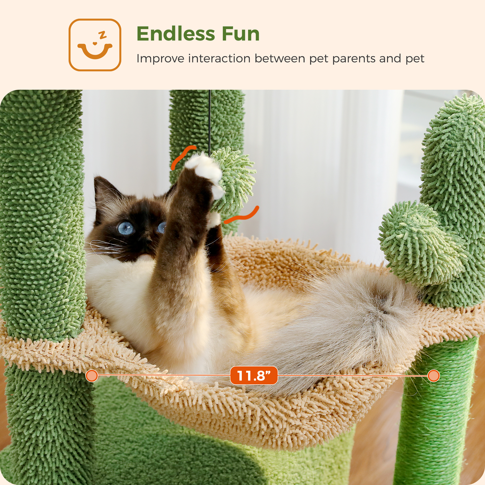 Pawz Road Cactus Cat Tree, 33 Inch, Green photo 5