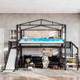 thumbnail image 2 of Bellemave Full Size Loft Bed with Slide and Staircase, Metal Loft Beds with USB Port and LED Light, House Bed Frame with Storage and Play Space (Full,Pink), 2 of 9