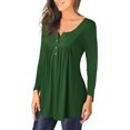 thumbnail image 3 of Blusa Informal Elegante Para Mujer, Camisas de Manga Larga, Cuello Redondo Liso, Jersey Fruncido Odeerbi ODB168285, 3 of 6
