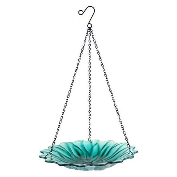 Natures Way 8115436 0.63 qt. Eco Cycle Glass Metal Hanging Bird Feeder, Blue