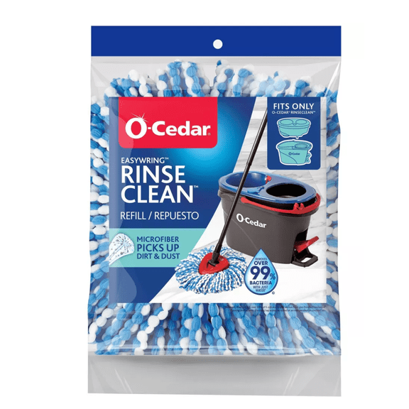 O-Cedar RinseClean Mop Head Replacement: Compatible with EasyWring Mop, Microfiber, Non-Abrasive & Reusable