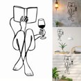 thumbnail image 1 of Silueta Femenina Moderna Arte Pared Mujer Leyendo Libro Bebiendo Vino, 1 of 9