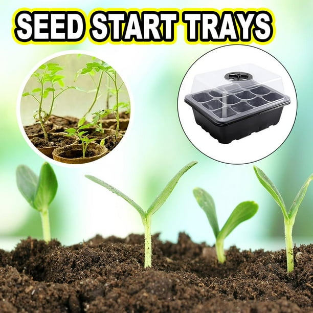 Bandeja De Jardín Caja de 12 agujeros para cultivo de semillasbandeja para sembrar plantas de jardín de invernadero (negro)