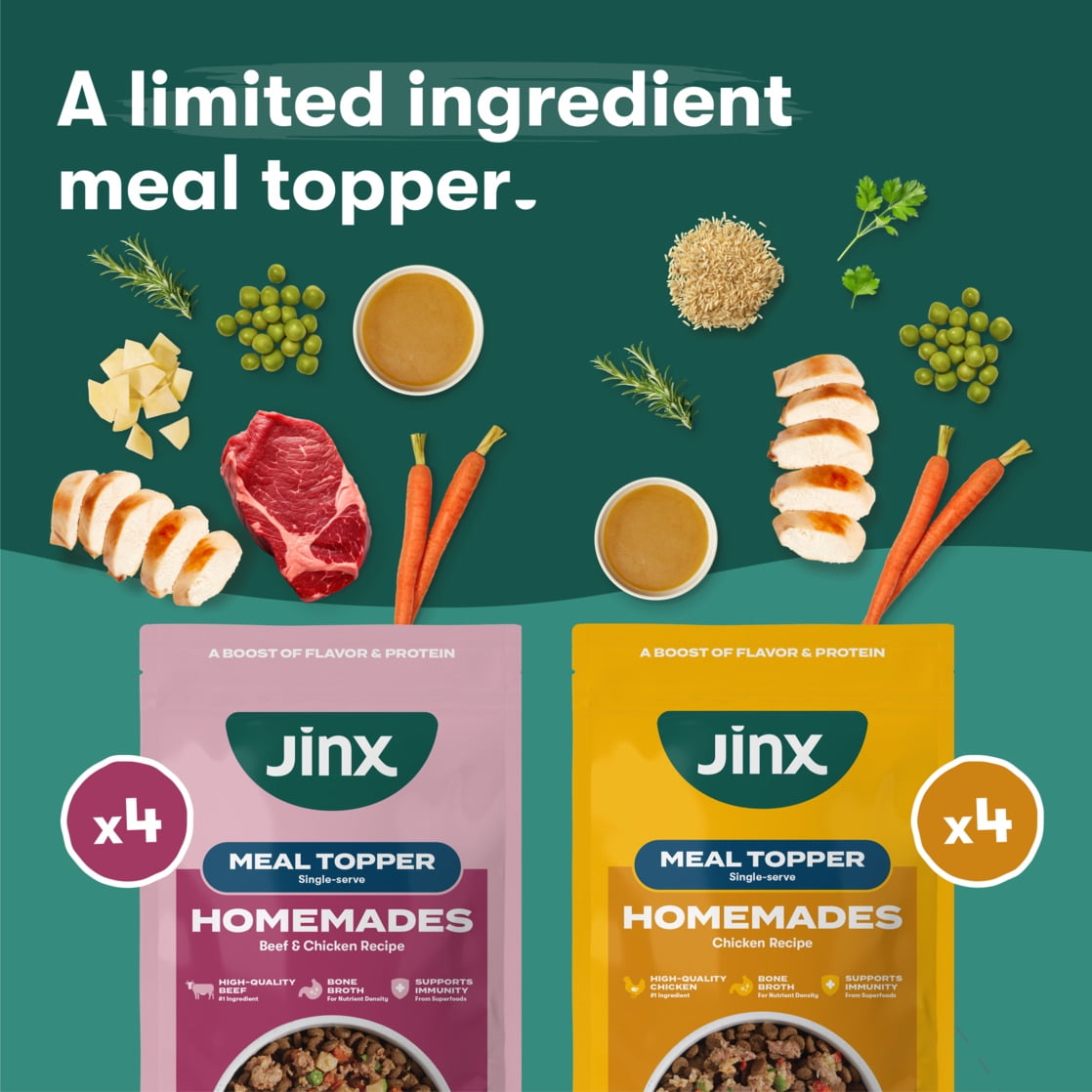 Jinx Homemades Single Serve Value Pack Wet Natural Dog Food, Grain-Free, 8–3 oz Pouch