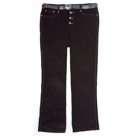Juniors' Plus Button-Fly Belted Cords