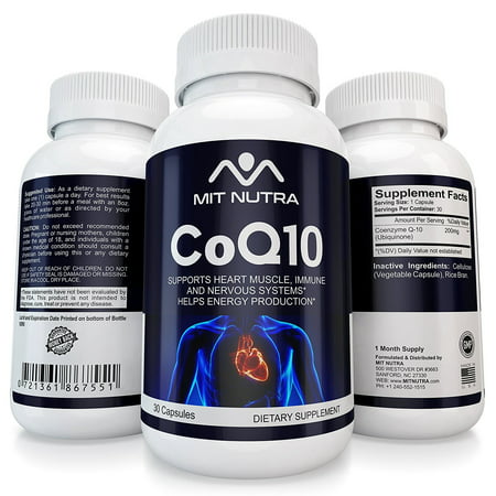 Best Brand of COQ10 Ubiquinol 200mg (coenzyme q10) Tablets / Capsules / Pills - Vitamins for Blood Flow, Heart Health, Blood Pressure, Fertility, Skin, Weight Loss and much more by MIT