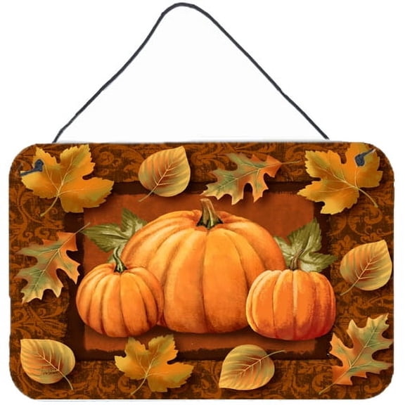 Carolines Treasures PTW2009DS812 Pumpkins and Fall Leaves Wall or Door Hanging Prints 8x12 multicolor