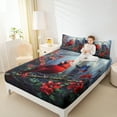 thumbnail image 4 of Manfei 3D Red Bird Full Size Sheets for Teen, Dreamy Robin Butterfly Bed Sheets, Jungle Poinsettia Flower Sheet Sets, Lightweight Room Decor, 4-Piece, 4 of 7