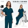 thumbnail image 2 of VIAOLI Scrubs Sets for Women - Stretch V-Neck Top & Drawstring Pants Medical Uniform, 10 Colors, 2 of 6