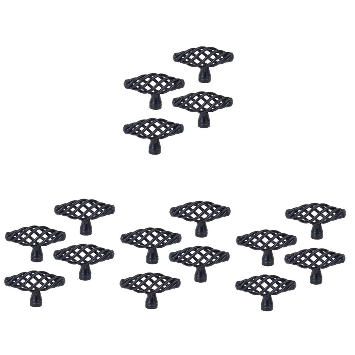 4 Pieces Wrought Iron Cabinet Knobs Leaf Large Size Handle 7.4×3.6cm Black