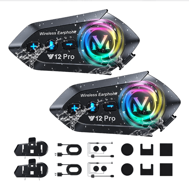 2 Pcs Intercomunicador Bluetooth Para Cascos De MotoModelo Negro