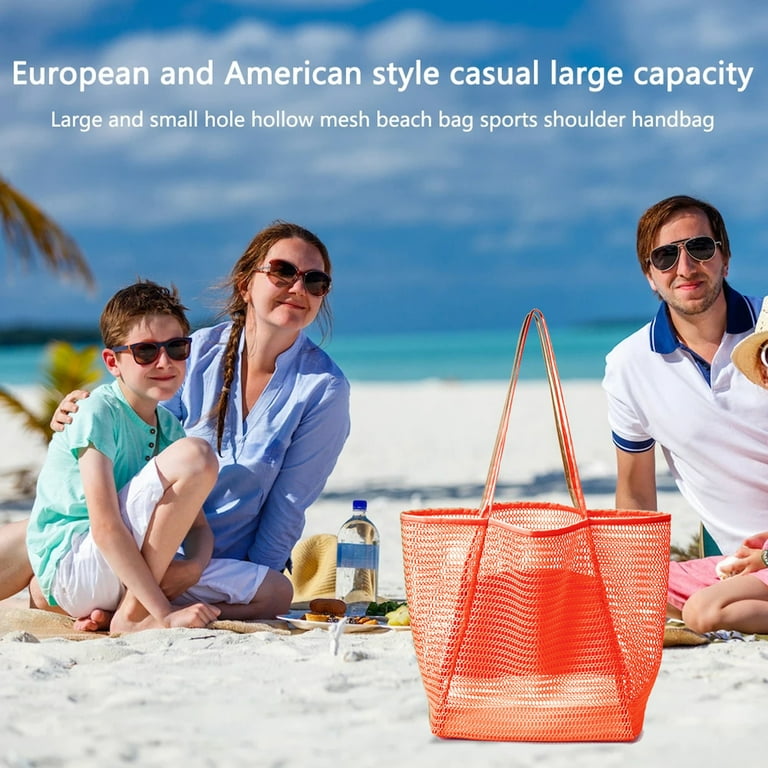Women s Swimming Bag Mesh Shoulder Shopping Bag Beach Bag Casual Large capacity Shopper Tote Bag White