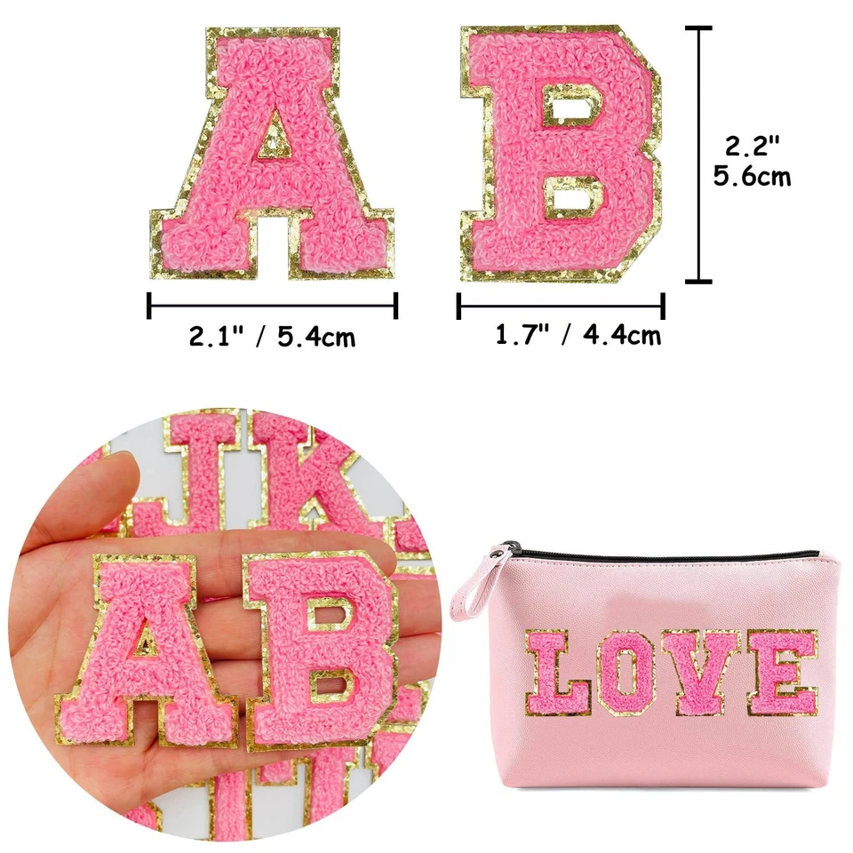 FLINT - 26Pcs Chenille Letter Patches Self Adhesive Letters,Iron On Letters For Clothing