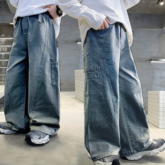 WILLBEST Jeans Mujer Pantalones Cargo para Niños, Cintura Elástica, Cómodos, de Corte Regular, Duraderos, para Jugar Al Aire Libre, Ropa Informal, Diseño Deportivo y 2025E para Jóvenes. 5-6 Years