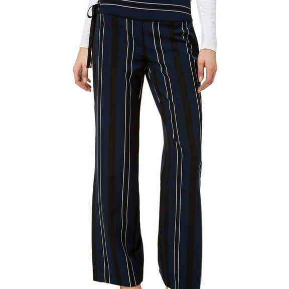 I.N.C Womens Lace-Up Detail Casual Wide Leg Pants, Blue, 6