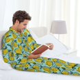 thumbnail image 6 of Fuzoiu Lemon Print Men's Long-Sleeved Pajama,Lounge Button Down Nightwear,Mens Notch Collar Pajama Set -XX-Large, 6 of 7