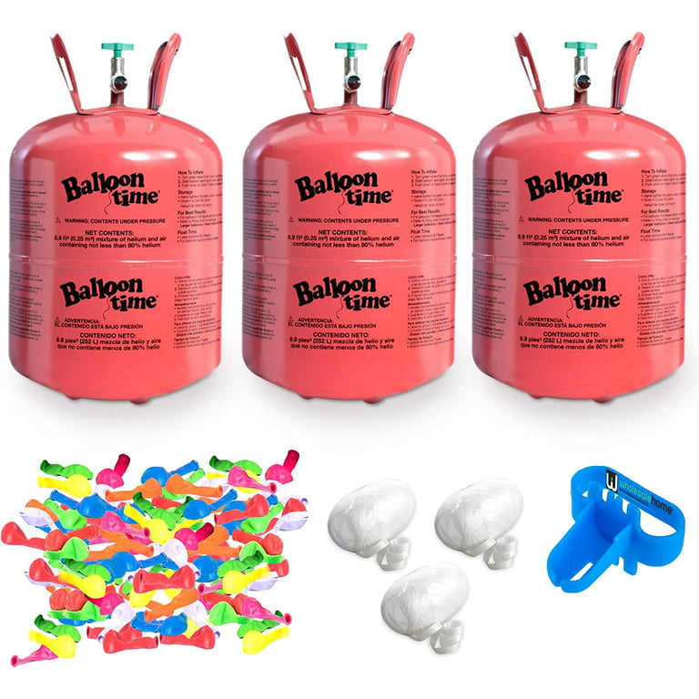 Helium Tank for Balloons At Home, 14.9 Cu Ft Helium Balloon Pump Kit with  50 Assorted Latex Balloons, White Curling Ribbon and Wholesalehome Balloon  Tie Tool, 3 Pack 