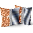 thumbnail image 6 of Orange Navy Blue Pillow Covers 18x18 Set of 2 Gray Dahlia Decorative Striped Throw Pillows Modern Geometry Flower Decorative Pillowcase Square Cotton Cushion Case Decor for Home Sofa Couch Bed, 6 of 6