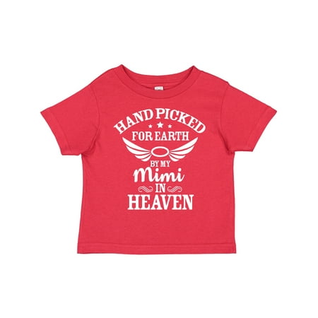 

Inktastic Handpicked for Earth by My Mimi in Heaven with Angel Wings Gift Toddler Boy or Toddler Girl T-Shirt