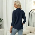 thumbnail image 6 of A plain V-neck,three-quarter sleeve, buttoned T-shirt for daily commuting for ladies. Ideal gift for girlfriend on birthdays, Halloween or Christmas, 6 of 6