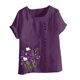 thumbnail image 4 of Vestidos Casuales Para Mujer, Blusas De Mujer De Moda Blusa informal de lino con cuello redondo, manga corta y botones para mujer, 4 of 4