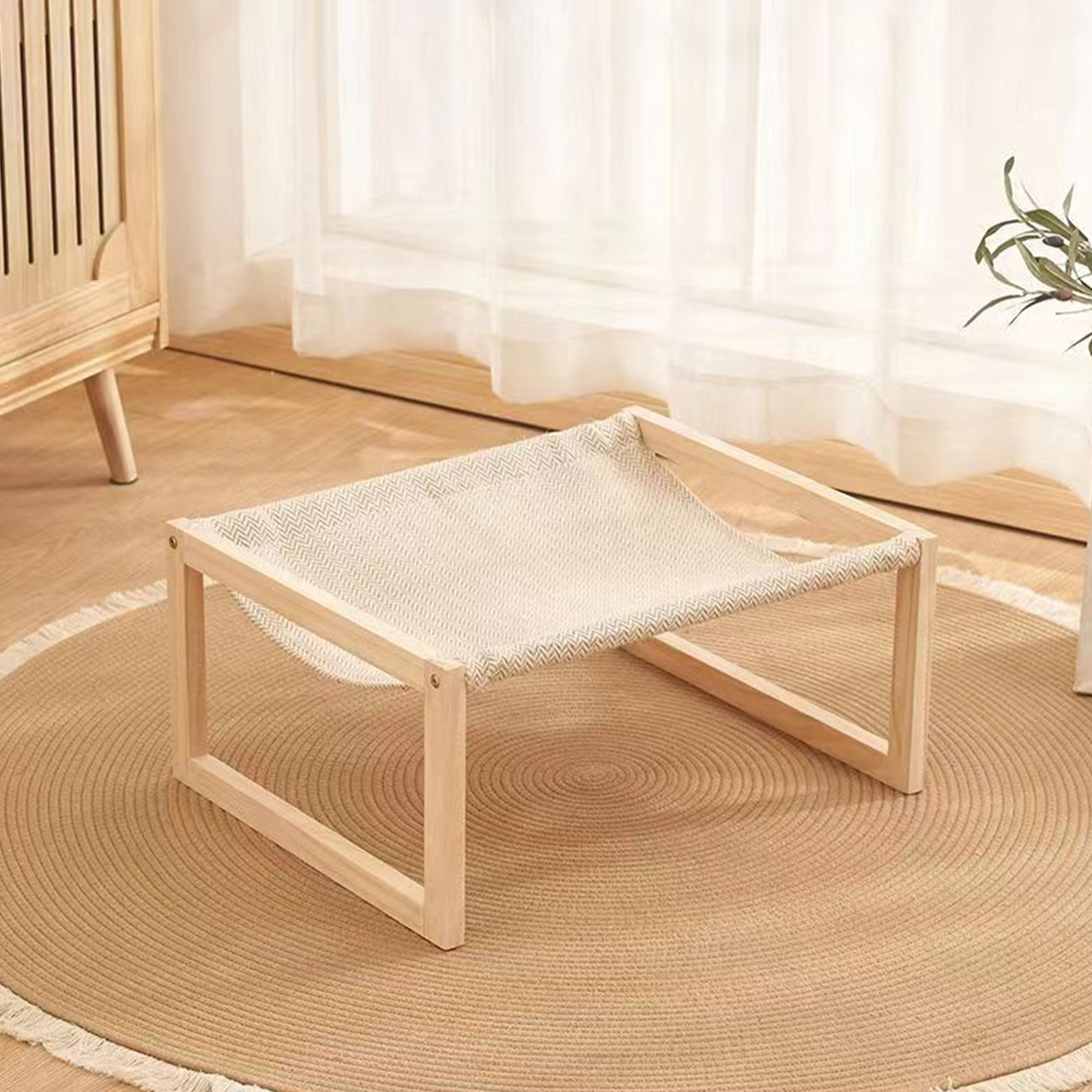 Pet Bed Detachable Hammock Bed Elevated Furniture Kittens Wooden Structure Frame Dog Bed Elevated Nest